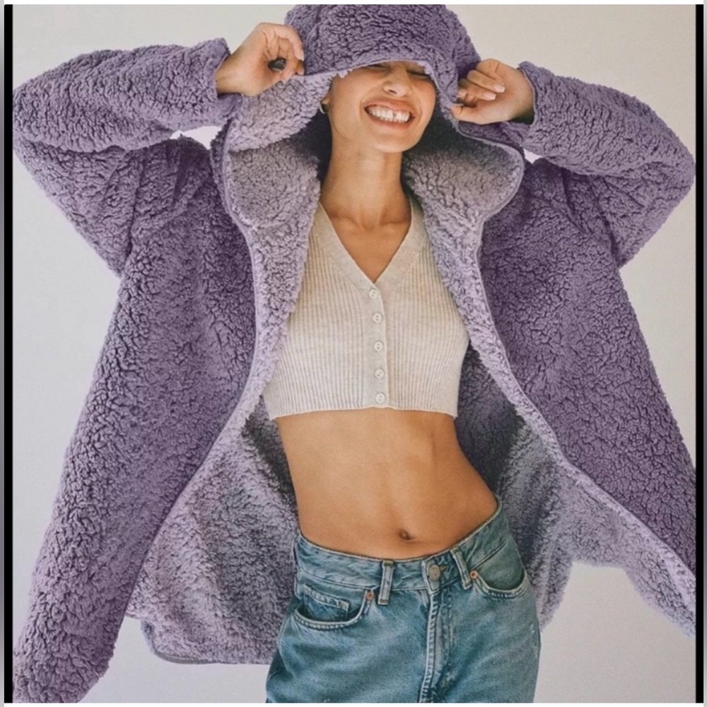 Urban Outfitters M/L Purple Teddy Bear Sherpa Jacket